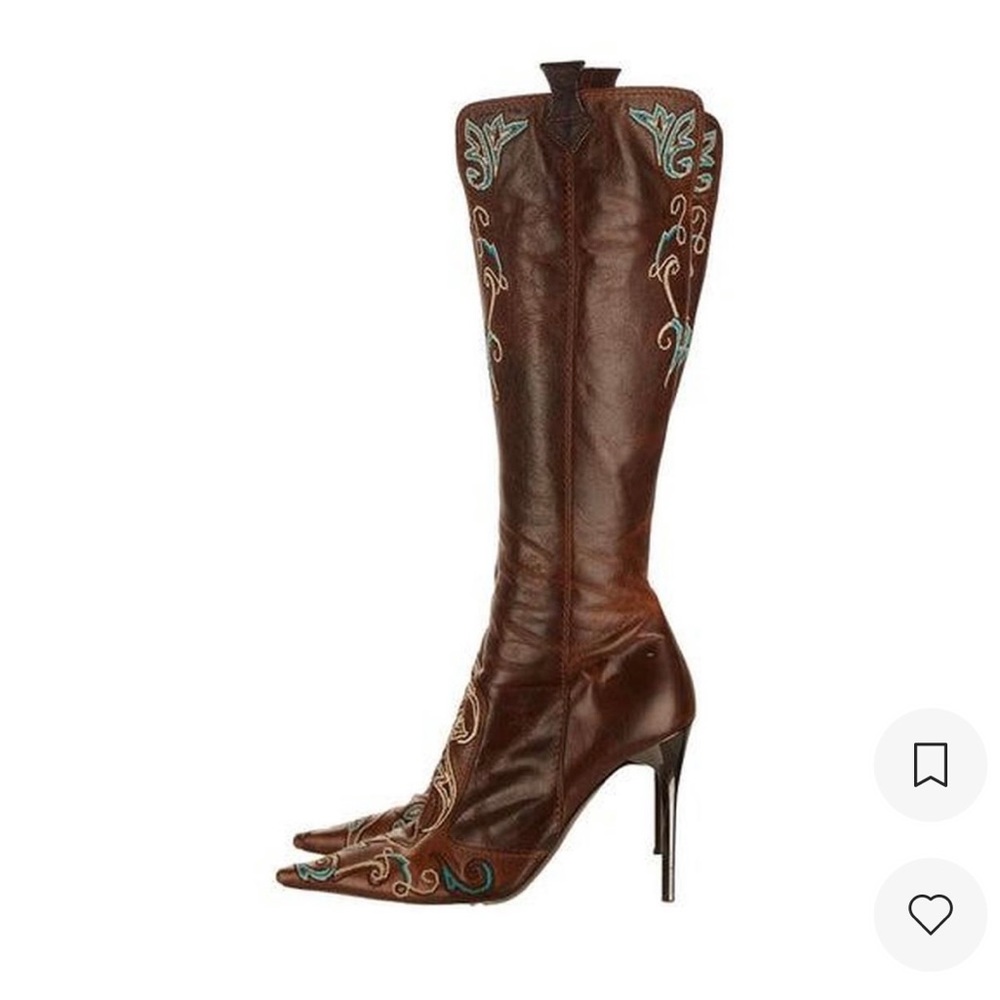 Vintage Roberto Cavalli Brown Embroidered Boots